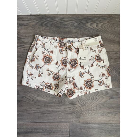 A New Approach a.n.a Twill Shorts Womens Size 2 Blue Cotton Blend Chinos Pockets - Picture 1 of 5